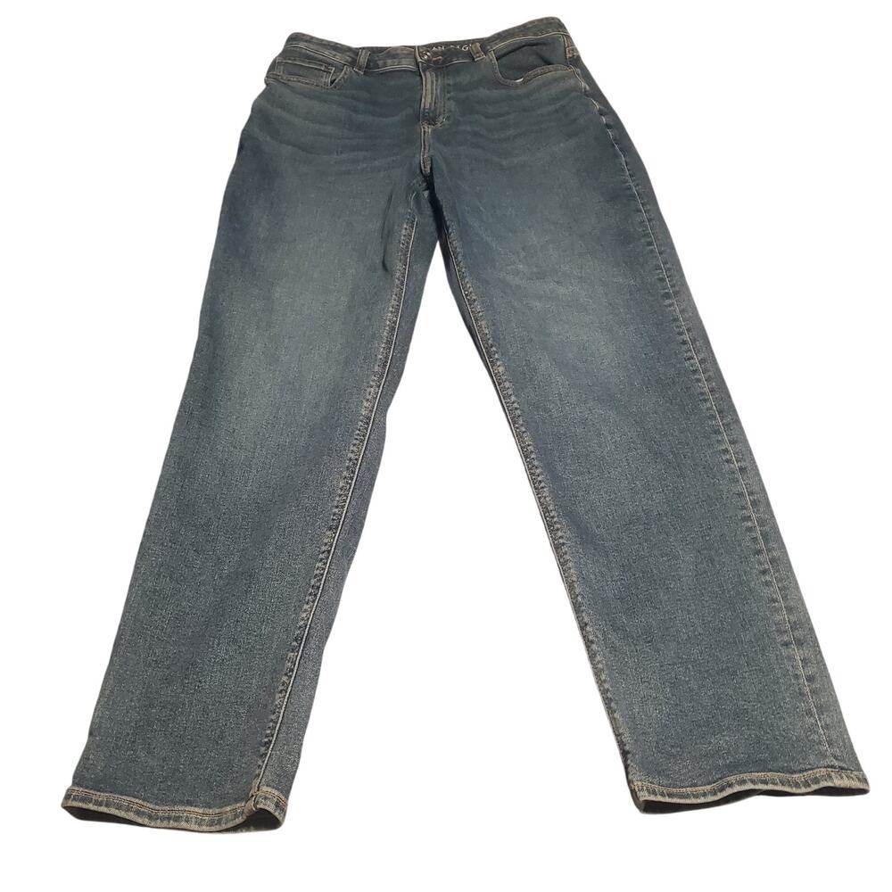 American Eagle Size 10 (32x28) Mom Jean Blue High Rise Denim Medium Wash HEMMED